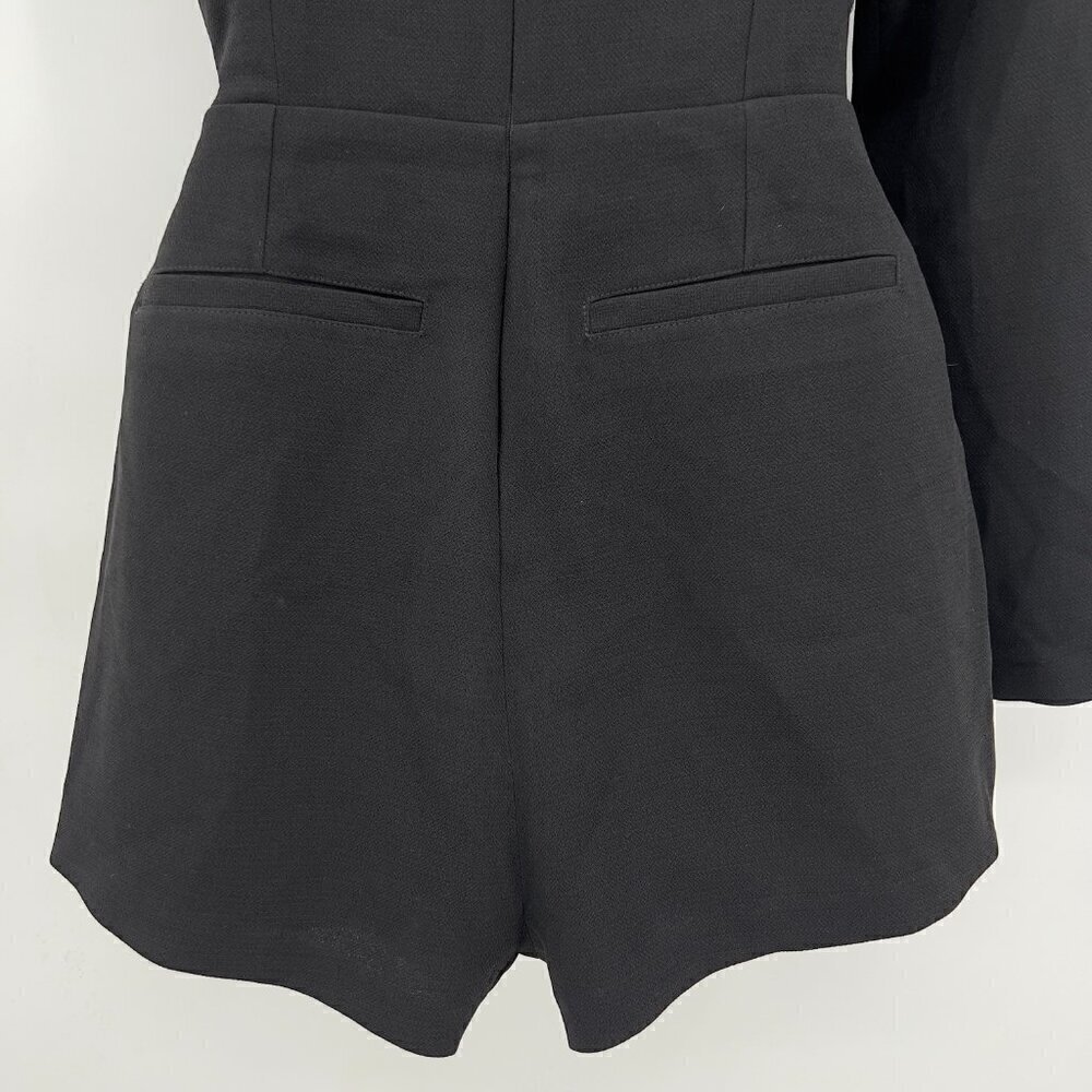 Nasty Gal Women's Cut-out One Sleeve Lined Black Romper Size S NWT - Picture 7 of 10